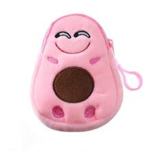 1pc Cute Cartoon Avocado Plush Coin Purse, Funny Expression Small Change Pouch, Mini Zipper Wallet, Backpack Charm Keychain Accessory - Multicolor - View 10
