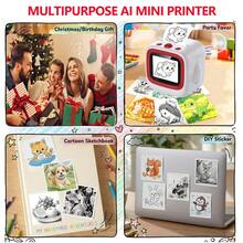 AI Voice Mini Printer, AI Voice Sticker Printer With Preview Screen, Thermal Printer With 6 Art Modes, Perfect For Pictures, Doodles, Study Notes, DIY Crafts & Creative Gifts - Multicolor - View 9