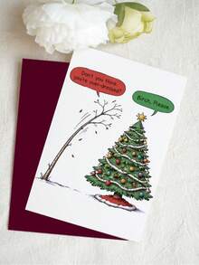 1 Set Fun Christmas Greeting Cards, Playful Holiday Tree & Birch Tree Pun Jokes, Suitable For Friends, Family, Colleagues, Perfect Choice For Christmas Party, Holiday Gifts And Winter Celebrations - A6 - View 3