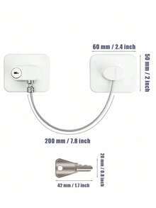 1 buah Kunci Pintu Kulkas, Bahan Paduan Seng Stainless Steel, Kunci Perekat, Kabel Penghubung 16cm, Kunci Laci Kabinet, Kunci Kulkas, Tidak Perlu Pengeboran. Kunci Jendela Pengaman Anak dengan Perekat - Putih - View 11
