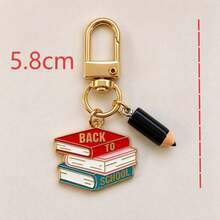 1pc/Multi-Pcs Unisex Alloy Oil-Drip Book Pendant, 3D Multi-Color Pencil Accessory, Gift For Classmates And Teachers, Keychain, Couple And Friend Bag Charm - Multicolor - View 3