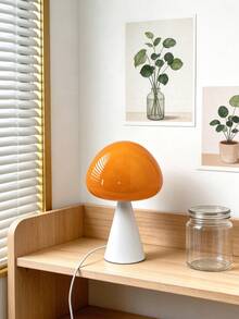 1pc Glass Shade Bauhaus Mushroom Table Lamp, USB Powered Desktop Lamp, Modern Aesthetic Decor Night Light For Bedroom Dorm Home - one-size - View 4