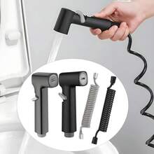 Handheld Bidet Sprayer + Hose Set, 59 Inch Retractable Flexible Spring Hose High Pressure Toilet Sprayer, Multi-Function Bathroom Handheld Sprayer, Suitable For Toilet Cleaning, Pet Bathing, Floor Cleaning - 2pcs/set - View 2