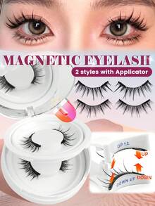 2/3 Pairs Magnetic False Eyelashes Set With Professional Tweezers, Reusable, Thick Cross Lashes, Natural Lash Blend Design, Suitable For Daily Wear, Work, Study, Travel, Party And Other Occasions - Multicolor - View 3