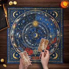 1PC Tarot Cloth, Vintage Astrology Star Chart Sun Moon Constellation Altar Cloth, Witch Divination Tarot Reading Table Mat, Wicca Ritual Decor Tarot Card Cloth Ritual Decor Tarot Cloth Spiritual Meditation Wicca Table Decor Gift For Tarot Readers - Multicolor - View 4