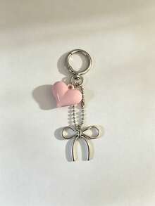 Heart Bow Keychain Cute Style Bag Charm Pendant Daily Versatile Bag Accessory Gift For Girls - Multicolor - View 7