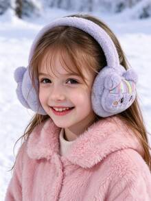 1pc Girls Unicorn Plush Earmuffs, Cute Cartoon Embroidered Ear Warmers Style Ear Covers For Kids Cold‑Weather Outdoor Use - 1pc - View 4