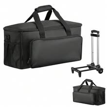 Bolsa para DJ con Ruedas 50 x 24 x 26 cm, Bolsa de Viaje para Cables 1680D Acolchada con 6 Divisores Desmontables, Impermeable, Resistente al Desgaste para Accesorios Equipos de Sonido Músicos - Negro 50 x 24 x 26 cm - Ver 8