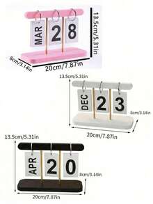 3pcs/Set (Base + Metal Rod + Character Card) Nordic Minimalist Creative Flip Calendar, Desktop Decor Calendar, Suitable For Home Living Room Dining Table, Coffee Table, Office Desk Decoration - Housewarming Gift, Christmas Decoration - Multiple Styles - View 12