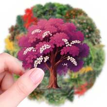 56pcs Hand-Drawn Forest Tree Doodle PET Stickers, Self-Adhesive Decorative Labels, Stationery Stickers Suitable For Scrapbooking, Journaling, Notebook Making, Card Making, Gift Wrapping, Planner And Creative Projects - one-size - View 3