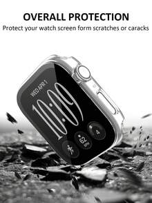2件裝透明 保護殼，適用 40mm/41mm/42mm/44mm/45mm/46mm/49mm 機型，防摔防刮硬 PC+鋼化玻璃膜一體式保護殼，相容 Ultra/SE/12/11/10/9/8/7/6/5/4 系列，男款/女款休閒運動手錶殼 - 透明+透明 - 查看 3