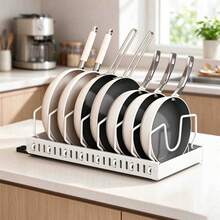 1 chiếc giá đựng nồi kéo ra cho tủ bếp kèm giá đỡ nắp trượt, dùng để lưu trữ nắp nồi, dụng cụ nướng và dụng cụ nấu ăn - Nhiều màu - Xem 2