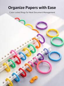 20/50 piezas de anillos de carpeta de hojas sueltas de plástico de colores surtidos, anillos de libro desmontables con cierre a presión, anillos de encuadernación desmontables multicolor para cuaderno, tarjetas de índice, planificador, manualidades DIY, suministros de papelería de oficina y escuela - Conjuntos - Ver 7