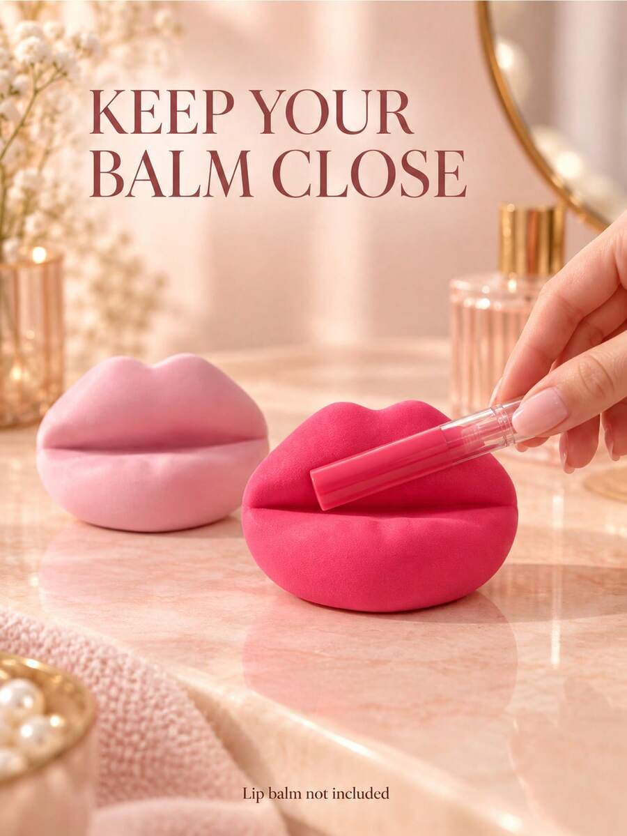 Cute Lips Shape Lipstick Holder, Aesthetic Makeup Organizer, Cosmetic Pen Storage Rack, Vanity Table Decor Gift For Makeup Lovers, Lip Product Not Included - Multicolor - View 1