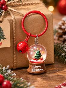 Christmas Crystal Ball Keychain With Bell, Santa Claus Reindeer Christmas Tree Bag Pendant, Holiday Gift, Craft Keychain, Couple Best Friend Gift, Personalized Car Key Pendant, Creative Holiday Small Gift, Versatile Bag Accessory - Multicolor - View 8