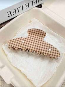 2件組女款復古波點格紋大號髮夾，防滑強抓力髮飾 - 彩色 - 查看 3