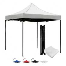 Carpa Toldo Plegable de 3 x 3 m Reforzada, Gazebo Portátil para Exterior de Uso Rudo, Tienda de Sombra para Jardín, Patio, Camping, Eventos y Reuniones, Estructura Práctica y Fácil de Transportar, Color Blanco - Blanco - Ver 1