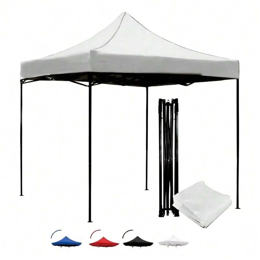 Carpa Toldo Plegable de 3 x 3 m Reforzada, Gazebo Portátil para Exterior de Uso Rudo, Tienda de Sombra para Jardín, Patio, Camping, Eventos y Reuniones, Estructura Práctica y Fácil de Transportar, Color Blanco - Blanco - Ver 1