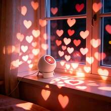 1 chiếc đèn chiếu hình trái tim đỏ cho ngày Valentine và Giáng Sinh, đèn ngủ LED Valentine với đế xoay điều chỉnh góc, phù hợp trang trí tiệc, đám cưới và trang trí trong nhà, phòng ngủ dịp Giáng Sinh - USB - Xem 2