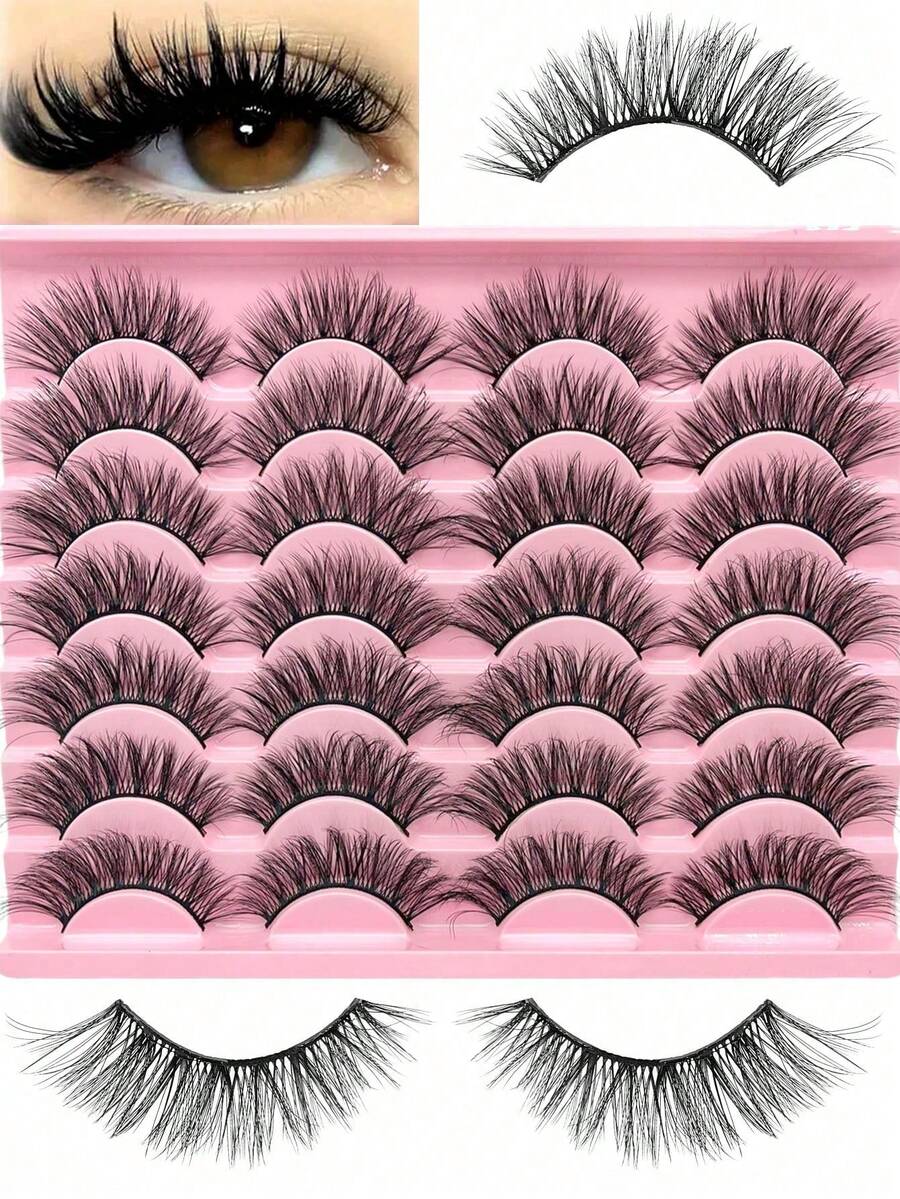 14pairs Full Volume & Curl 11mm-16mm Volumized False Eyelashes For Daily Use, Lengthening The End Strip Lashes,Lashes,Eyelashes,Fake Lashes - Multicolor - View 1