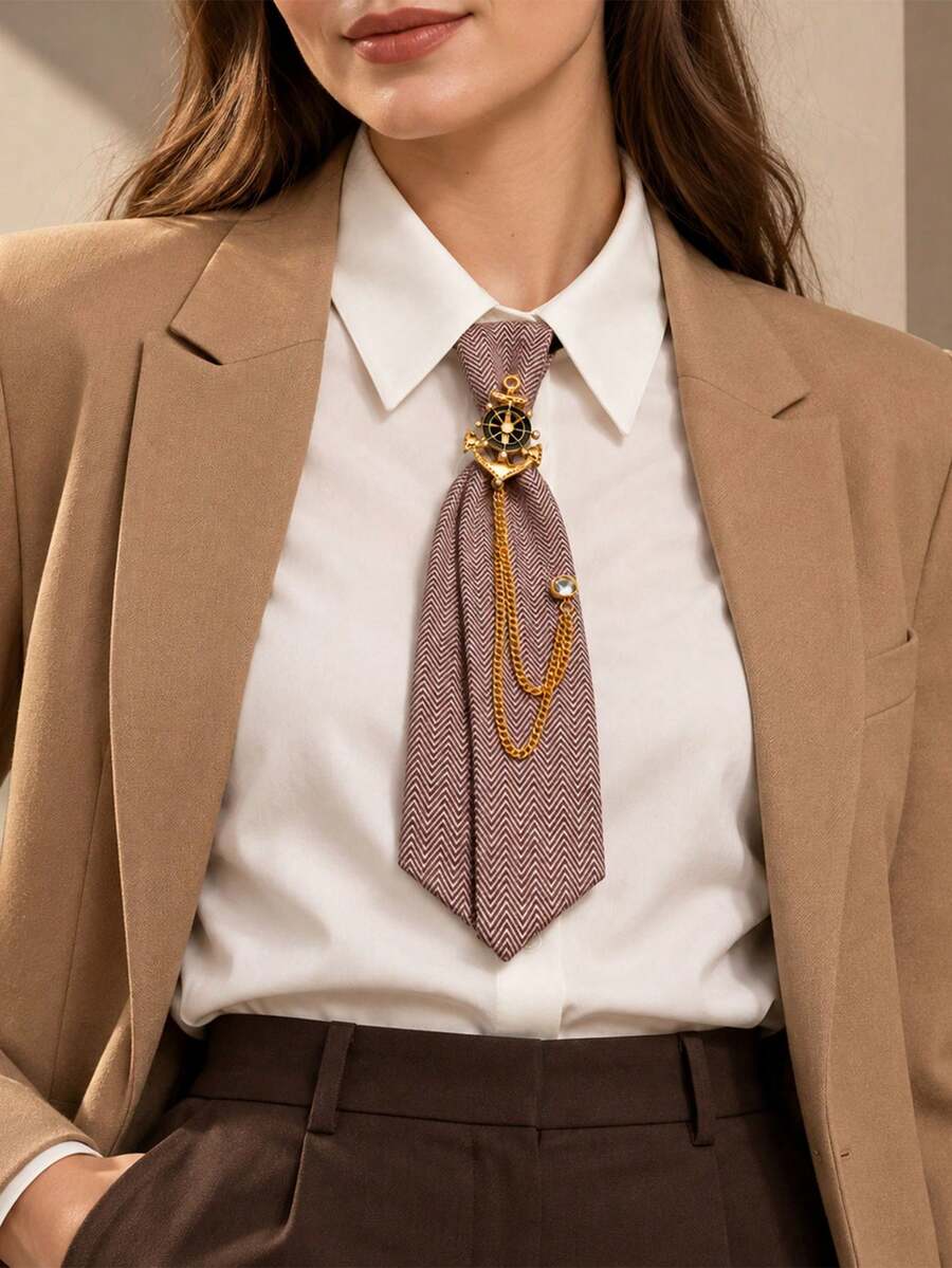 1pc Women's Wavy Double Layer Fashion Casual Personalized Neck Bow - Multicolor - View 1