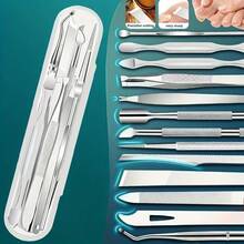10Pcs Professional Stainless Steel Hand & Foot Care Tool Set, Exfoliating Pedicure Manicure Kit With Nail Clipper, Nail File, Pedicure Knife, Tweezers & Earpick, Portable Storage Box, Multi-Purpose Grooming Supplies For Home Travel Use - Silver - View 3