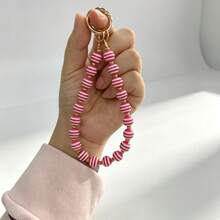 Creative Candy Color Rainbow Striped Beaded Car Key Chain, Fashionable Key Accessory, Bag Charm, Car Key Lanyard, Car Key Chain Pendant, Suitable As A Gift For Women - A - View 7