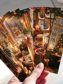 30pcs Christmas Coffee Bookmarks Decorations,Student Reading Page Markers, Book Markers, Decorative Cards, Santa Claus Holiday Gifts - Multi-color - View 2