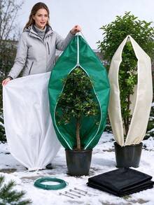 8pcs Frost Cover, 23.62 X 31.5 Inches, Reusable With Drawstring, Suitable For Winter Plants And Cold Weather Gel Clothing, Garden Plants, Plant Winter Frost Cover, Non-Woven Fabric Drawstring Warmth Bag - Multicolor - View 1