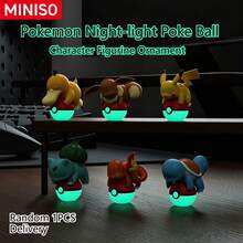 MINISO Figur Lampu Tidur Karakter Pokémon dengan Alas Bola Pokémon, Dikirim 1 Gaya Acak, Dekorasi Meja untuk Kamar Tidur, Hadiah Ulang Tahun Natal - Yang acak - View 1