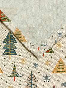 1pc Christmas Pattern Printed Linen Table Runner, Placemat, Suitable For Holiday, Party, Birthday, Dinner, Kitchen Dining Table Decoration, Shoe Cabinet Storage Cabinet Cover, All Season Room Decor, Home Textile Decoration Table Runner, Placemat - Multicolor - View 9