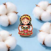 Cute Matryoshka Doll Enamel Pin, Russian Nesting Doll Lapel Brooch, Folk Art Decor Badge For Backpack Denim Jacket Hat, Lovely Gift For Man Women - Multicolor - View 5