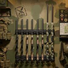 Estante de Montaje en Pared para Armas de Fuego, Capacidad de 8 Escopetas, Soporte de Almacenamiento para Rifles, Ganchos Ajustables, Acero al Carbono, para Exhibición Garaje Taller Tienda Hogar - Negro - Ver 1