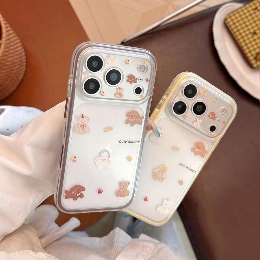 Kavenfort Plush Rabbit Bear Cartoon Phone Case, Compatible With Apple 18 Pro Max, 17, Large Window Design, 15 Matte Soft Shell Styles, 16 Creative Styles, Cute, Sweet, Girly, Cartoon, Fresh, Niche Style - Starry Blue - View 1