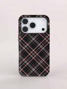 KOOLIFE Retro Plaid, Classical Style Phone Case, Compatible With IPhone 18Pro Max, 17 Pro Max, 16 Pro Max, 15 Pro Max, 14, 13, 12, 11 - Black and Pink Plaid - View 1