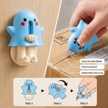 1pc Adorable Ghost Pumpkin Mini Craft Knife With Self-Adhesive Wall Hook, Cartoon Unboxing Tool, Suitable For Paper Cutting, Parcel Opening, Desktop Organization, And Daily Use. - Ghost-in-the-shell Knife - View 5