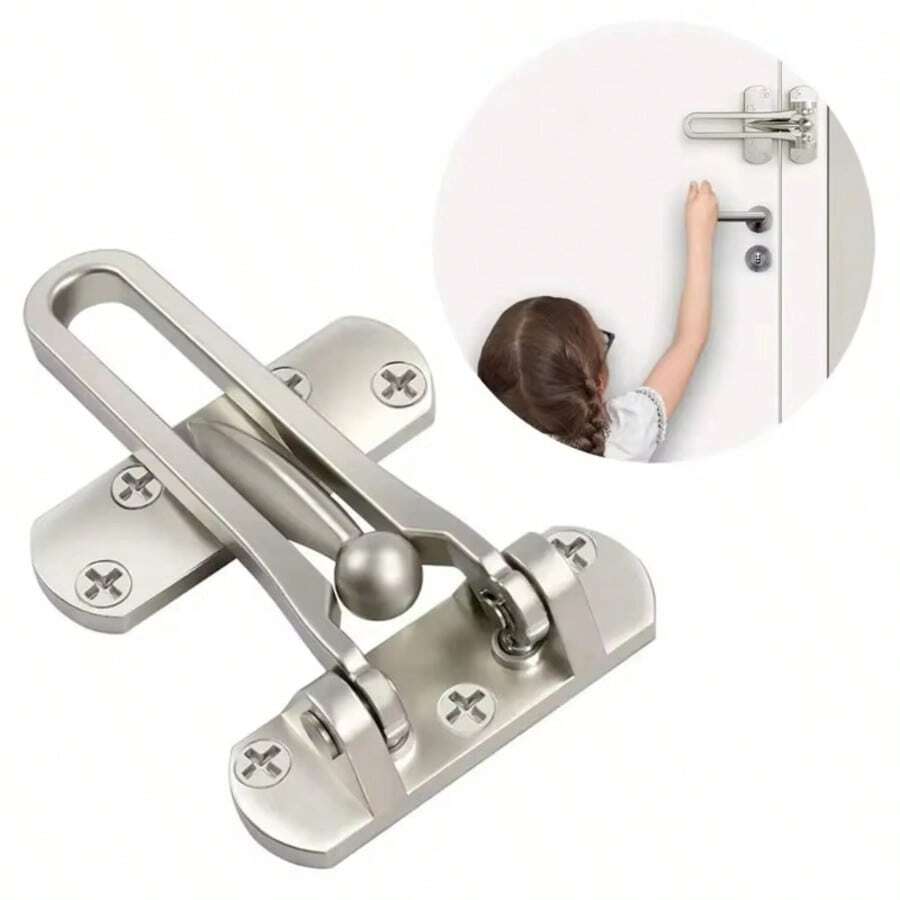 Home Anti-Theft Door Buckle Bedroom Kids Room Door Bar Lock Stainless Safety Chain Hotel Anti-Lock Buckle Insurance Door Bolt - A - View 1