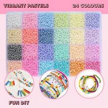 24-Grid Seed Bead Jewelry Making Kit, Handmade Jewelry Materials, DIY Necklace, Bracelet, Phone Chain Accessories Making Materials, Creative Jewelry Making - Multicolor - View 1