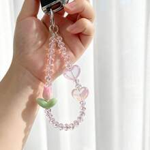 Creative Beaded Car Key Chain, Fresh Tulip Heart Car Keychain Pendant, Suitable For Various Keys And Car Keys, Small Gift For Family And Friends, Outdoor Anti-Loss Key Chain, Valentine's Day, Holiday Gift - A - View 10