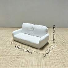2-Seater Sofa Miniature Model, Size 3.53inch*1.9inch*1.62inch, Christmas Theme Moss Miniature Landscape Building Accessory - A - View 2