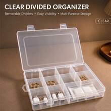 1pc Detachable Transparent 12-Compartment Plastic Storage Box, Jewelry Electronic Components Packaging Box, Hardware Tools Sample Organizer Box, Suitable For Storing Earrings, Jewelry, Buttons, Necklaces And Other Items - Transparent - View 1