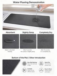 Diatomaceous Earth Absorbent Anti-Moisture Mat, Christmas Theme Kitchen Floor Mat, Dark Green Pine Branch & Colorful Ball Holiday Decorative Non-Slip Mat - Green - View 3