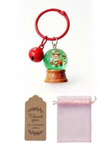 Christmas Crystal Ball Keychain With Bell, Santa Claus Reindeer Christmas Tree Bag Pendant, Holiday Gift, Craft Keychain, Couple Best Friend Gift, Personalized Car Key Pendant, Creative Holiday Small Gift, Versatile Bag Accessory - Multicolor - View 13