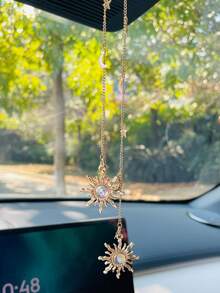 Creative Car Hanging Ornament, Moon And Star Chain Delicate Small Car Rearview Mirror Decorative Pendant, Car Rearview Mirror Hanging Ornament, Women's Car Decoration - A - View 10
