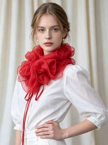 1pc Multi-Layer Ruffled Detachable Collar Baroque Vintage Style Exaggerated Dramatic Fake Collar Ballet Retro Neckpiece - Multicolor - View 15
