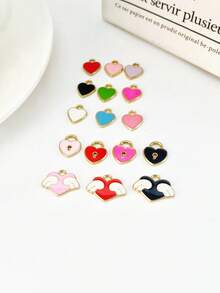 3 Styles Dopamine Color Heart, Heart Lock, Heart Wing Charms, Suitable For DIY Bracelets, Necklaces, Bag Chains, Jewelry Making - Winged Heart - View 2