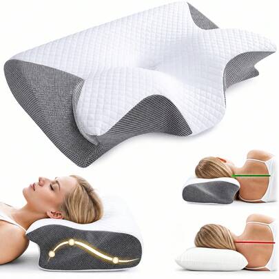 Travesseiro Ergonômico de Apoio para Pescoço, Travesseiro de Dormir em Formato de Borboleta com Sulcos para os Braços, Travesseiro de Descompressão para Pescoço para Dormir de Lado, Dormir de Costas e Descanso na Cama, Adequado para Viagens de Carro, Longas Horas de Escritório, Dirigir, Perfeito para Decoração de Casa, Aniversário, Presentes para Família e Amigos