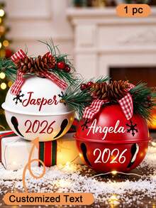 2026 Personalized Bell Christmas Ornament, Customized Name And Year, Pine Cone Decoration, Family Keepsake, Christmas Gift, Christmas Tree Hanging Decor, Rustic Holiday Decoration, Gift For Children And Family, Commemorative Gift - Multicolor - View 1