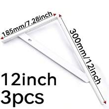 2pcs 3pcs White Triangle Bracket 8 Inch 10 Inch 12 Inch Heavy Duty Metal Shelf Bracket Suitable For Home Kitchen Office Support Corner Bracket - B - View 18