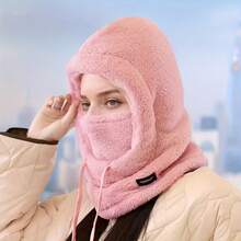 Winter Warm Fleece Face Mask, Elastic Drawstring Design, Lightweight And Warm, Suitable For Cycling, Skiing And Other Outdoor Sports, Solid Color Hooded Windproof Ear Protection, Essential Equipment For Autumn And Winter, Christmas, Valentine's Day, New Year Gift - Multicolor - View 8